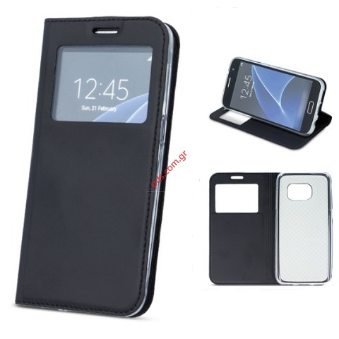 Θήκη τύπου βιβλίου Samsung J610F Galaxy J6 PLUS (2018) Black Flip book Stand Window wallet σε μαύρο χρώμα Θήκη τύπου βιβλίου Samsung J610F Galaxy J6 PLUS (2018) Black Flip book Stand Window wallet σε μαύρο χρώμα