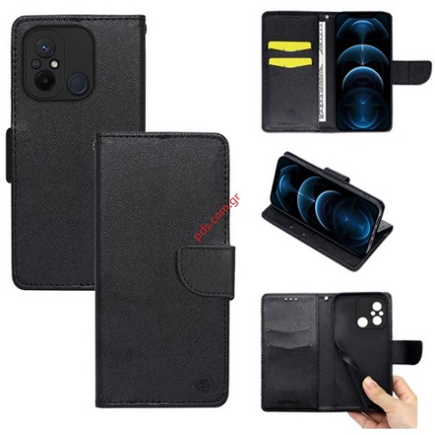 Θήκη τύπου βιβλίου Xiaomi Redmi 12  Black σε μαύρο χρώμα