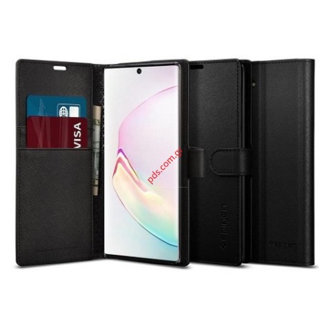 Θήκη βιβλίο Samsung N970F Galaxy NOTE 10 Black SPIGEN Wallet case book σε μαύρο χρώμα Blister Θήκη βιβλίο Samsung N970F Galaxy NOTE 10 Black SPIGEN Wallet case book σε μαύρο χρώμα Blister