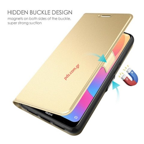 Θήκη βιβλίο Xiaomi Redmi 8 / 8A Book Flip stand Gold σε χρυσό χρώμα Θήκη βιβλίο Xiaomi Redmi 8 / 8A Book Flip stand Gold σε χρυσό χρώμα