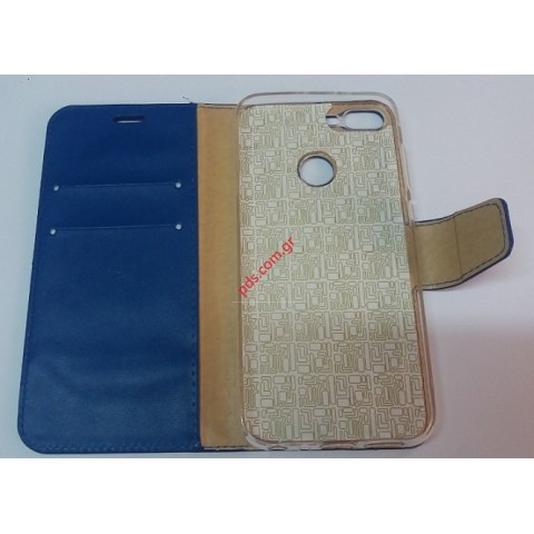 Θήκη βιβλίου Huawei Honor 9 Lite Blue Flip Book Pocket Stand 