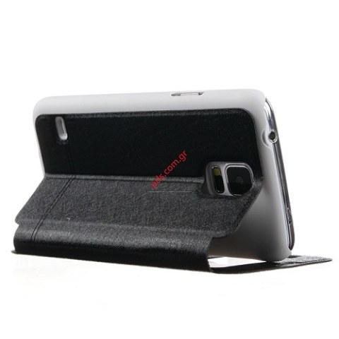 Θήκη βιβλίου KLD Iceland Samsung N910 Note 4 Black με πορτάκι σε μαύρο χρώμα