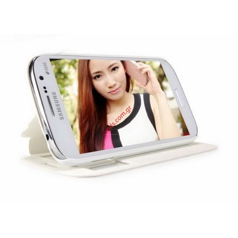 Θήκη βιβλίου KLD Iceland White Samsung i9060 Galaxy GRAND NEO σε λευκό χρώμα S-View stand 