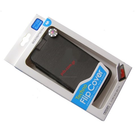 Θήκη βιβλίου Mercury Techno Samsung Galaxy S4 Mini i9190 Black σε μαύρο χρώμα
