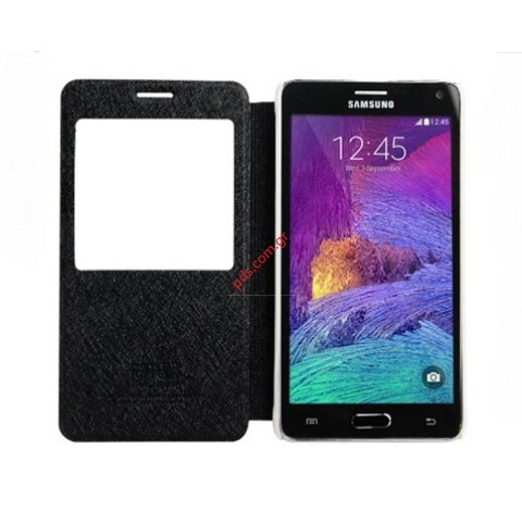 Θήκη βιβλίου S-View KLD Iceland Samsung N910 Note 4 Black με πορτάκι σε μαύρο χρώμα
