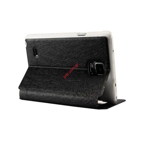 Θήκη βιβλίου S-View KLD Iceland Samsung N910 Note 4 Black με πορτάκι σε μαύρο χρώμα
