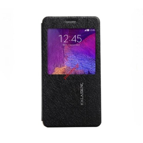 Θήκη βιβλίου S-View KLD Iceland Samsung N910 Note 4 Black με πορτάκι σε μαύρο χρώμα Θήκη βιβλίου S-View KLD Iceland Samsung N910 Note 4 Black με πορτάκι σε μαύρο χρώμα