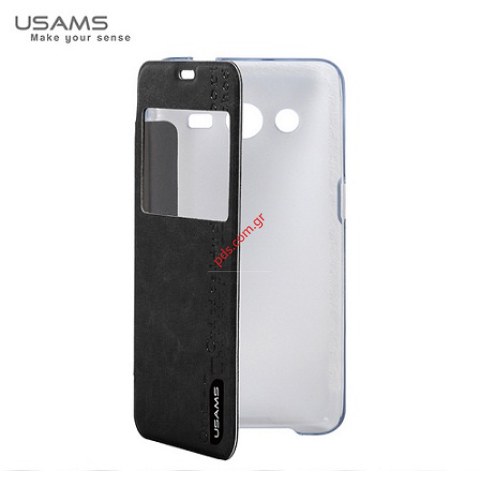 Θήκη βιβλίου S-View Samsung G355 Galaxy Core2 Black σε μαύρο χρώμα USAMS Merry