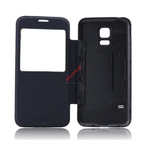 Θήκη βιβλίου S-View Samsung Galaxy S5 G900F Black σε μαύρο χρώμα Θήκη βιβλίου S-View Samsung Galaxy S5 G900F Black σε μαύρο χρώμα