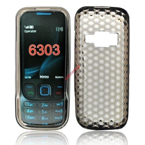 Πλαστική διάφανη ημίσκληρη θήκη Nokia 6303 σε σκούρο χρώμα Black