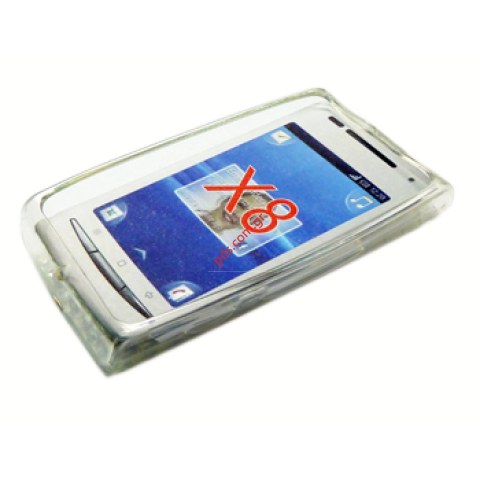 Transparent invisible hard plastic case for SonyEricsson Xperia X8 E15i white clear circle