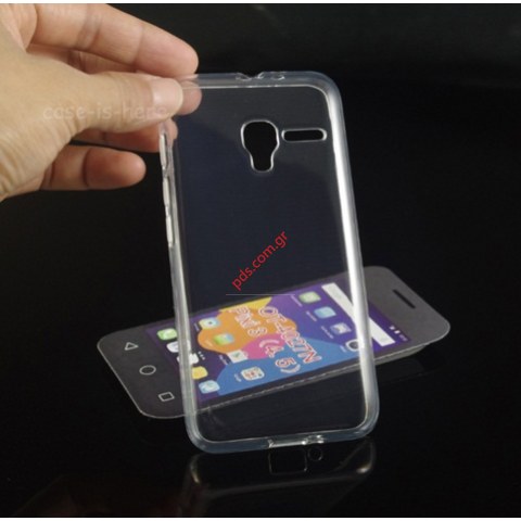 Διάφανη θήκη TPU Ultra Slim Alcatel OT4027D Pixi 3 White σε λευκό χρώμα