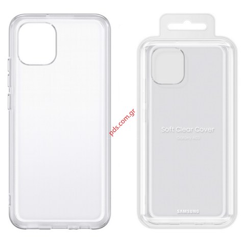 Γνήσια θήκη Samsung A035G/F Galaxy A03 (2022) Silicon clear (EF-QA036TTEGEU) 1.8mm Slim Διάφανη Blister.