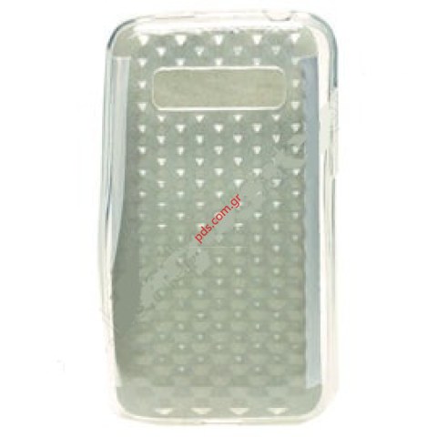 Transparent hard plastic silicon case for LG Optimus Hub E510 in white clear color
