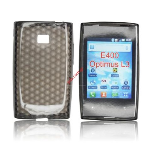 Transparent hard plastic silicon case for LG Optimus L3 E400 in black color with diamonds Transparent hard plastic silicon case for LG Optimus L3 E400 in black color with diamonds