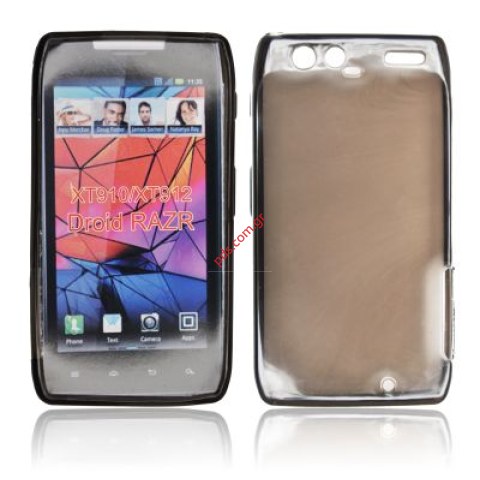 Πλαστική διάφανη ημίσκληρη θήκη Motorola RAZR Smartphone XT910 σε μαύρο χρώμα