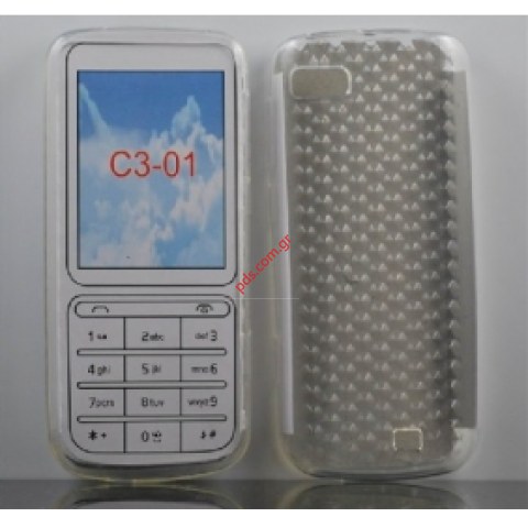 Πλαστική διάφανη ημίσκληρη θήκη Nokia C3-01 σε λευκό χρώμα (White cyrcle)