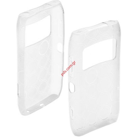 Πλαστική διάφανη ημίσκληρη θήκη Nokia N8 σε λευκό χρώμα (White cyrcle)