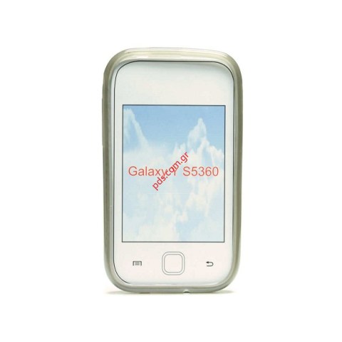 Πλαστική διάφανη ημίσκληρη θήκη Samsung S5360 Galaxy Y σε μαύρο χρώμα TRN