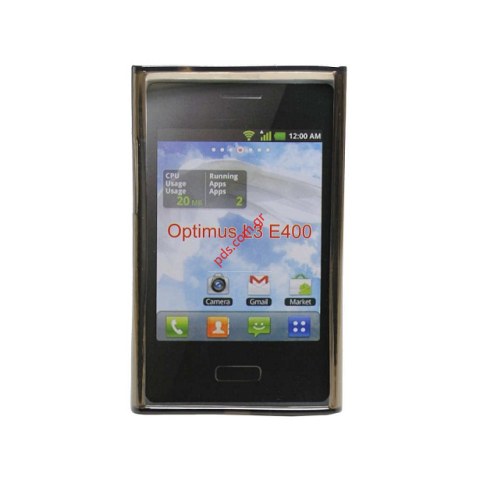 Transparent hard plastic silicon case for LG Optimus L3 E400 Clear in black color