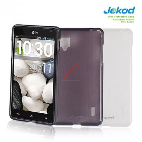 Transparent soft plastic gel case Jekod LG Optimus G E975 in black color. Transparent soft plastic gel case Jekod LG Optimus G E975 in black color.