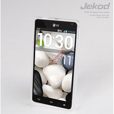Transparent soft plastic gel case Jekod LG Optimus G E975 in white color. Transparent soft plastic gel case Jekod LG Optimus G E975 in white color.