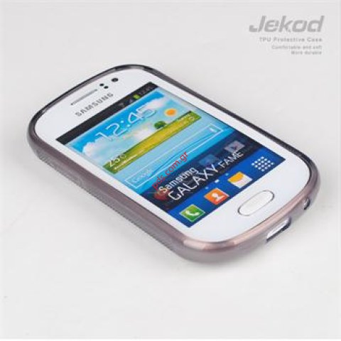 Θήκη Jekod TPU Samsung Galaxy Fame S6810 Black σε διάφανο μαύρο χρώμα Blister