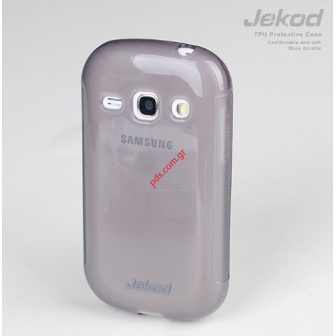 Θήκη Jekod TPU Samsung Galaxy Fame S6810 Black σε διάφανο μαύρο χρώμα Blister