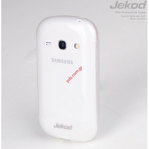 Θήκη Jekod TPU Samsung Galaxy Fame S6810 White σε διάφανο λευκό χρώμα Blister