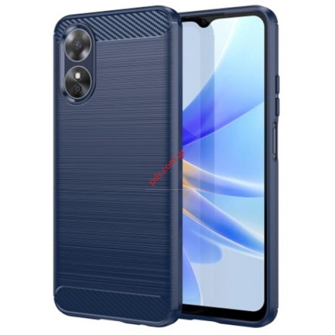 Θήκη Oppo A17 TPU silicon Carbon Blue σε μπλέ χρώμα Blister.
