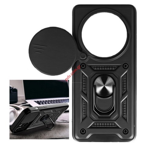 Θήκη σιλικόνης Realme 12 PRO 5G TPU Armor camera slide Black σε μαύρο χρώμα