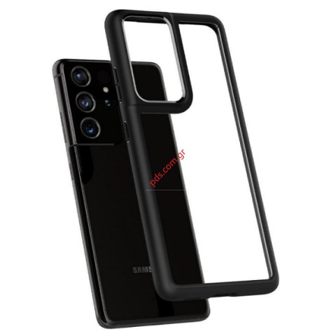 Θήκη Spigen Ultra Hybrid Samsung Galaxy S21 Ultra TPU Hybrid σε μαύρο χρώμα Matte Black Box
