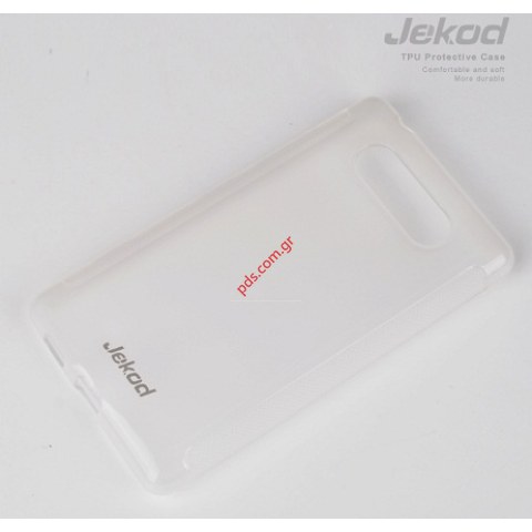 Θήκη TPU Gel Jekod Nokia Lumia 820 White σε λευκό χρώμα.