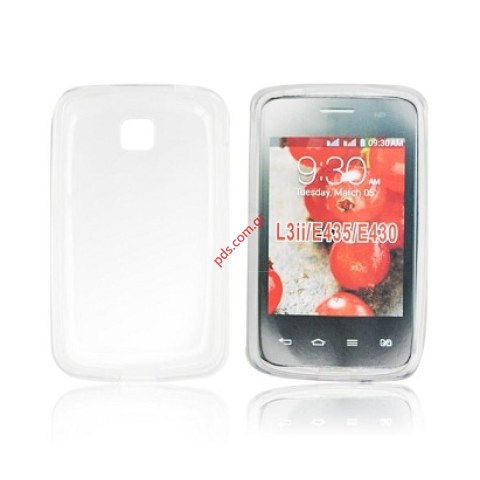 Transparent hard plastic silicon case for LG Optimus L3 E400 in clear  white color 
