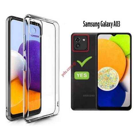 Θήκη TPU Samsung A035 Galaxy A03 (2022) 1.8mm Ultra Slim Διάφανο χρώμα Blister.