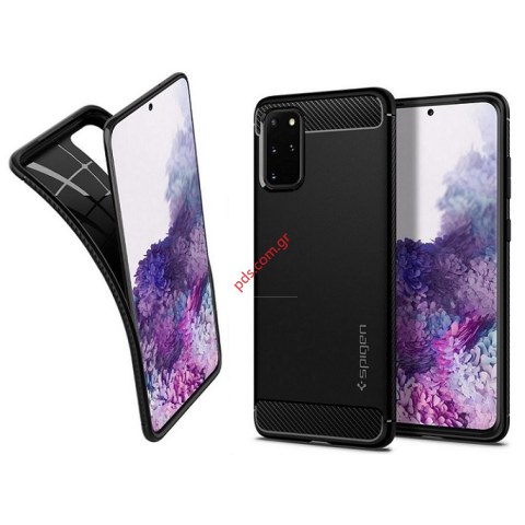 Θήκη TPU Soft Samsung Galaxy S20 Plus G985 Spigen Black σε μαύρο χρώμα Rugged Armor Blister Θήκη TPU Soft Samsung Galaxy S20 Plus G985 Spigen Black σε μαύρο χρώμα Rugged Armor Blister