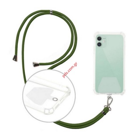 Λουράκι λαιμού κινητών Body Neck Holder strap LYD Green Khaki universal για Smartphone σε πράσινο σκούρο χρώμα Blister Λουράκι λαιμού κινητών Body Neck Holder strap LYD Green Khaki universal για Smartphone σε πράσινο σκούρο χρώμα Blister