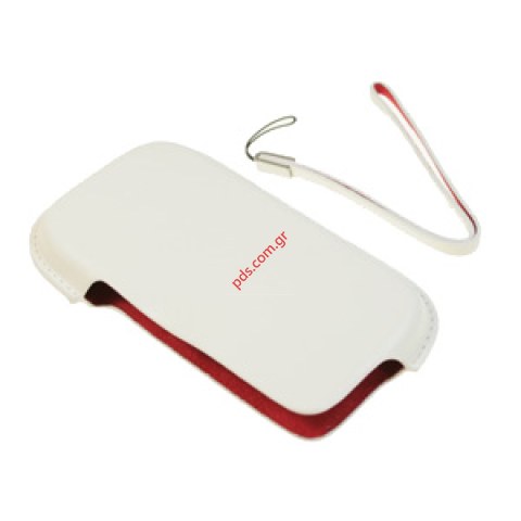 Δερμάτινη θήκη Nokia E66 Pouch Bulk σε λευκό με κόκκινο