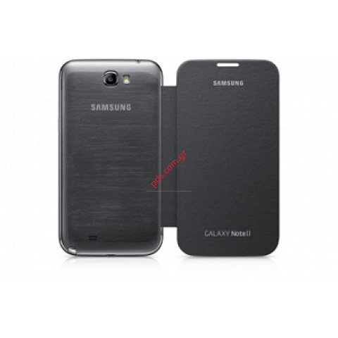 Γνήσια λεπτή θήκη τύπου βιβλίου Flip Samsung Galaxy Note II N7100 σε γκρί χρώμα EFC-1J9FSEGSTD