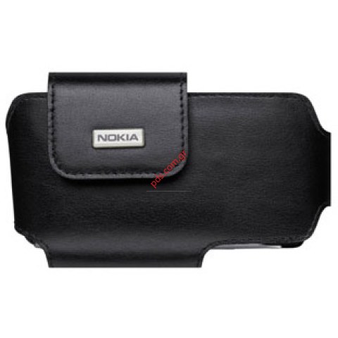 Γνήσια οριζόντια δερμάτινη θήκη για Nokia CP-155 με belt clip Black