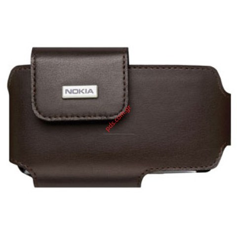 Γνήσια οριζόντια δερμάτινη θήκη για Nokia CP-155 με belt clip Brown