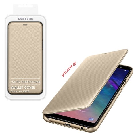 Γνήσια θήκη Book Flip Samsung A605 Galaxy A6 Plus 2018 Gold EF-WA605CFE σε χρυσό χρώμα