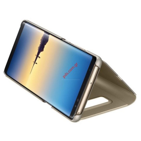 Γνήσια θήκη Flip Clear View Samsung Galaxy Note 8 N950 Gold με Ενεργό Πορτάκι σε χρυσό χρώμα EF-ZN950CFE EU Blister