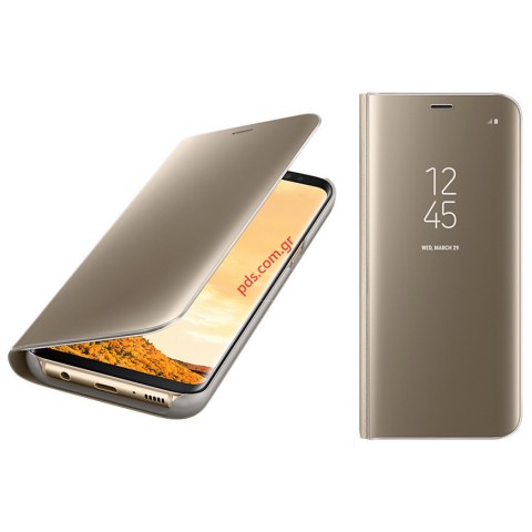 Γνήσια θήκη Flip Clear View Samsung Galaxy S8 G950 Gold με Ενεργό Πορτάκι σε χρυσό χρώμα EF-ZG950CFEGWW EU Blister