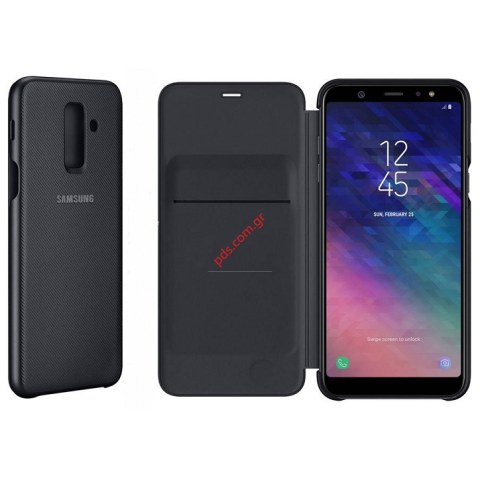 Γνήσια θήκη flip EF-WA605CBE Black Samsung Galaxy A6+ PLUS Wallet Cover σε μαύρο χρώμα