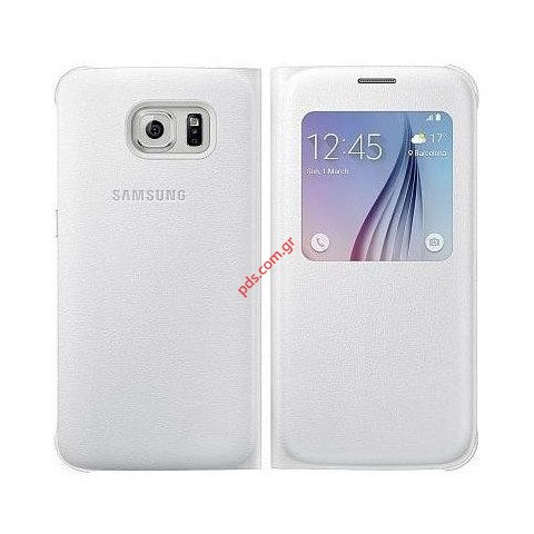 Γνήσια θήκη flip S-View Samsung Galaxy S6 White Cover EF-CG920PB σε λευκό χρώμα EU BLISTER Γνήσια θήκη flip S-View Samsung Galaxy S6 White Cover EF-CG920PB σε λευκό χρώμα EU BLISTER