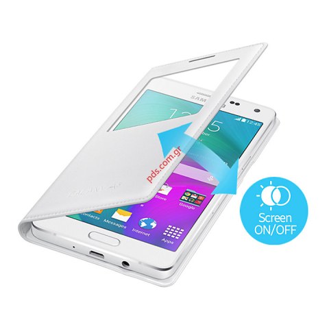 Γνήσια θήκη flip S-View White Samsung Galaxy A5 (A500F) EF-CA500BWE σε λευκό χρώμα EU Blister