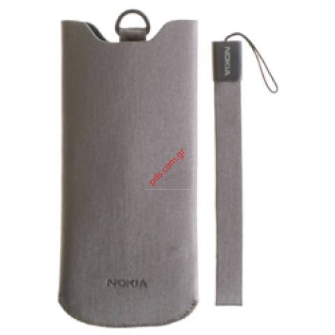Γνήσια θήκη Nokia Carrying case Pouch 6500c σε γκρί χρώμα περιλαμβάνει λουράκι Strap (115x50mm). 