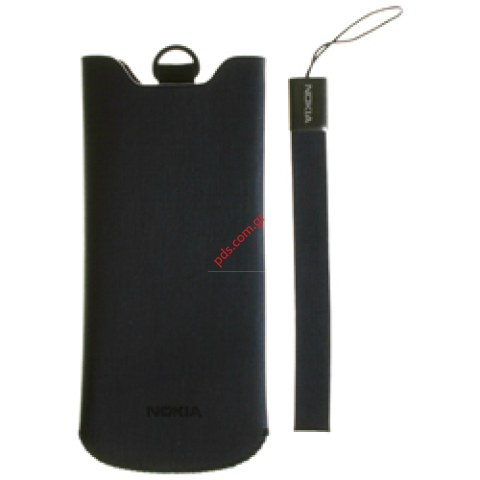 Γνήσια θήκη Nokia Carrying case Pouch 6500c σε μαύρο χρώμα περιλαμβάνει λουράκι Strap (115x50mm). 