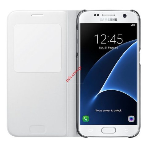 Γνήσια θήκη S-VIEW Samsung Galaxy S7 SM-G930 White σε λευκό χρώμα Blister (ΕΞΑΝΤΛΗΘΗΚΑΝ)